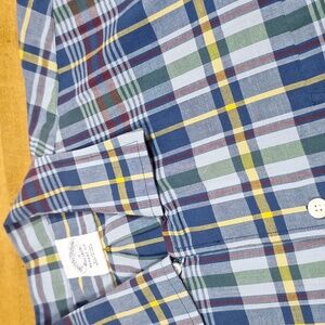 Brooks Brothers Blue Green Casual Button Up Regent Fit Camp Shortsleeve Shirt Sm